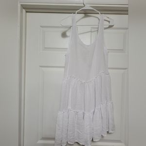 S/M WHITE CROP MINI/MIDI SHIRT/DRESS